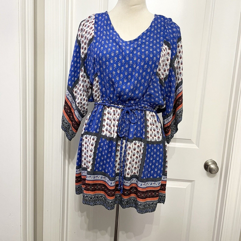 Floral patchwork short sleeve dress S American Eagle Outfittersβ boho core mini